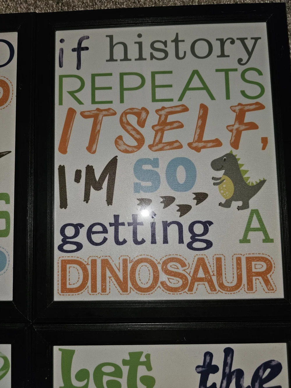 Dinosaur Nursery Wall Art Set - Green, Orange, Blue, Navy - WD 1